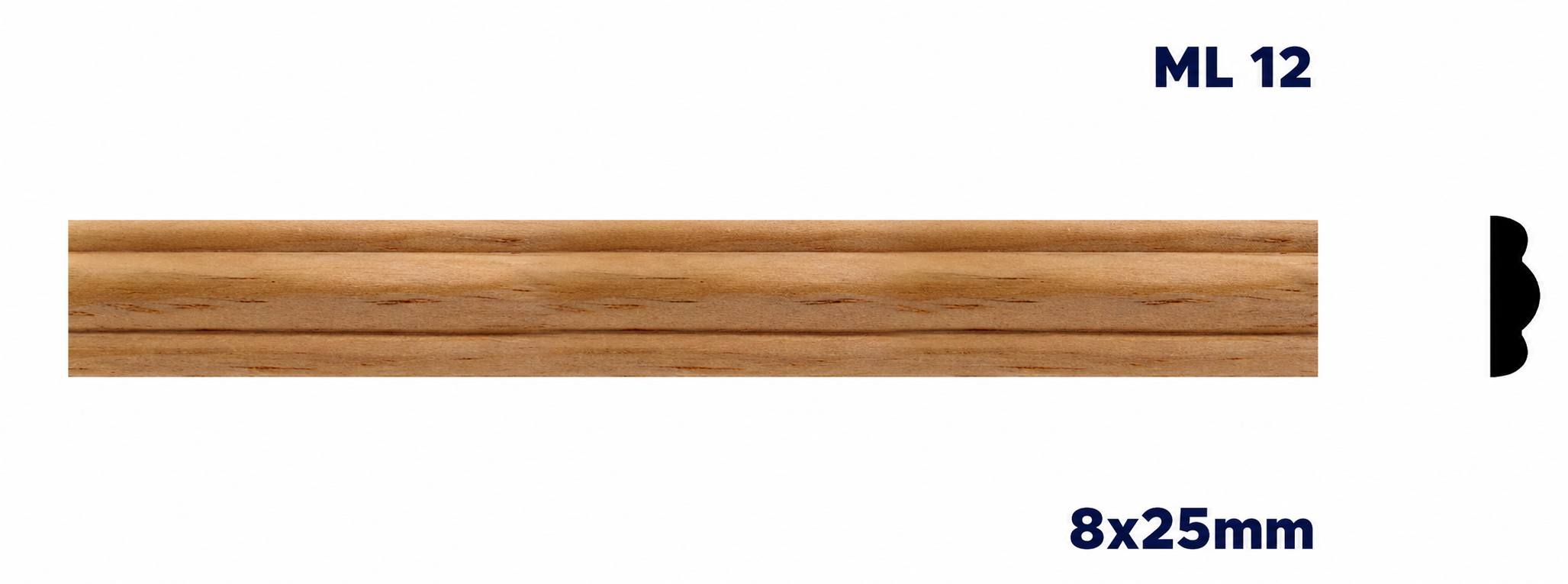 Moldura de madera lisa para mueble ML-12 – Kit de 2 Piezas (2.5 m Totales)