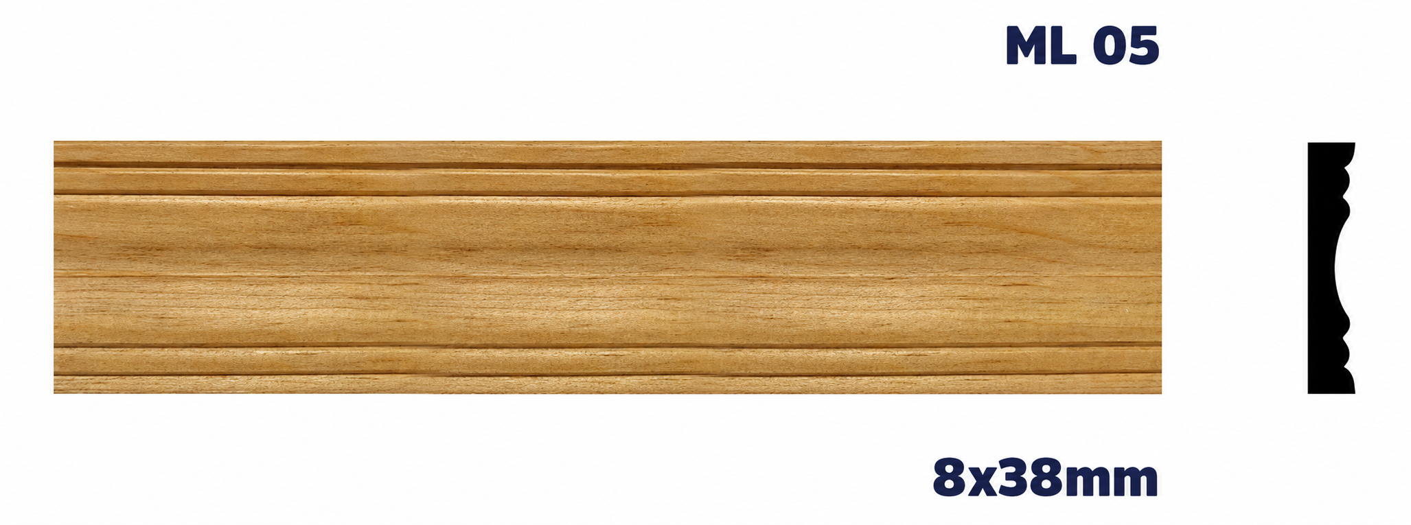 Moldura de madera lisa para mueble ML-05 – Kit de 2 Piezas (2.5 m Totales)