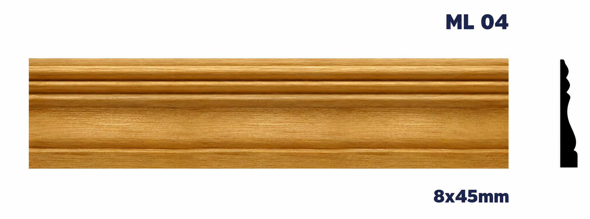 Moldura de madera lisa para mueble ML-04 – Kit de 2 Piezas (2.5 m Totales)