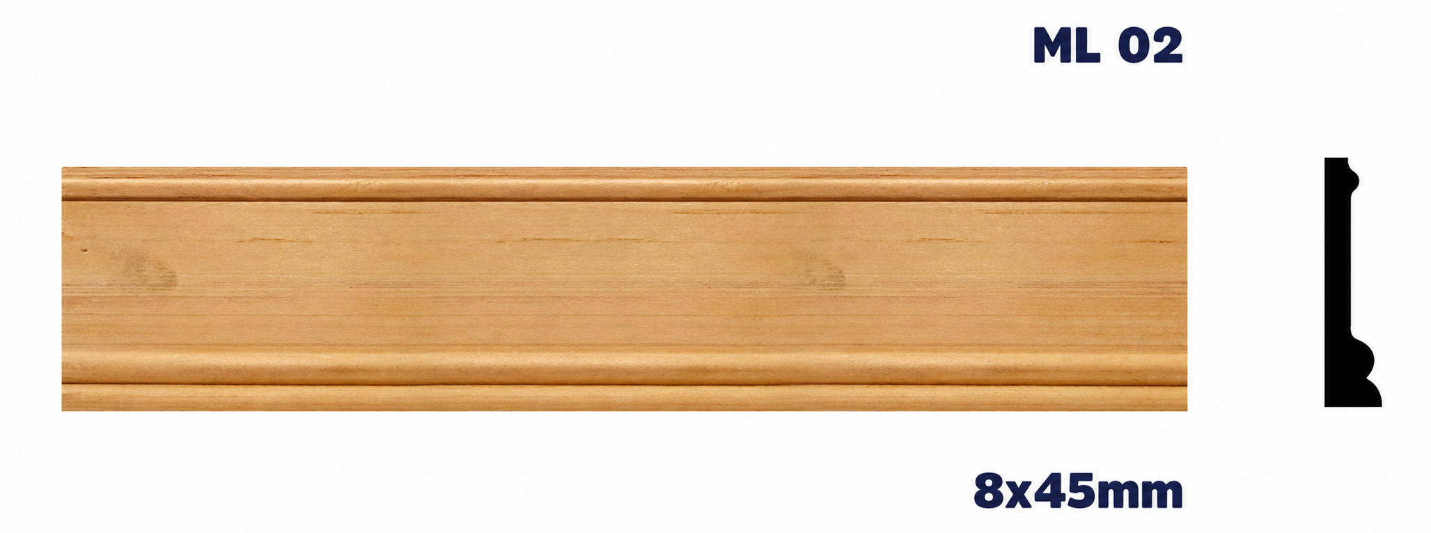 Moldura de madera lisa para mueble ML-02 – Kit de 2 Piezas (2.5 m Totales)