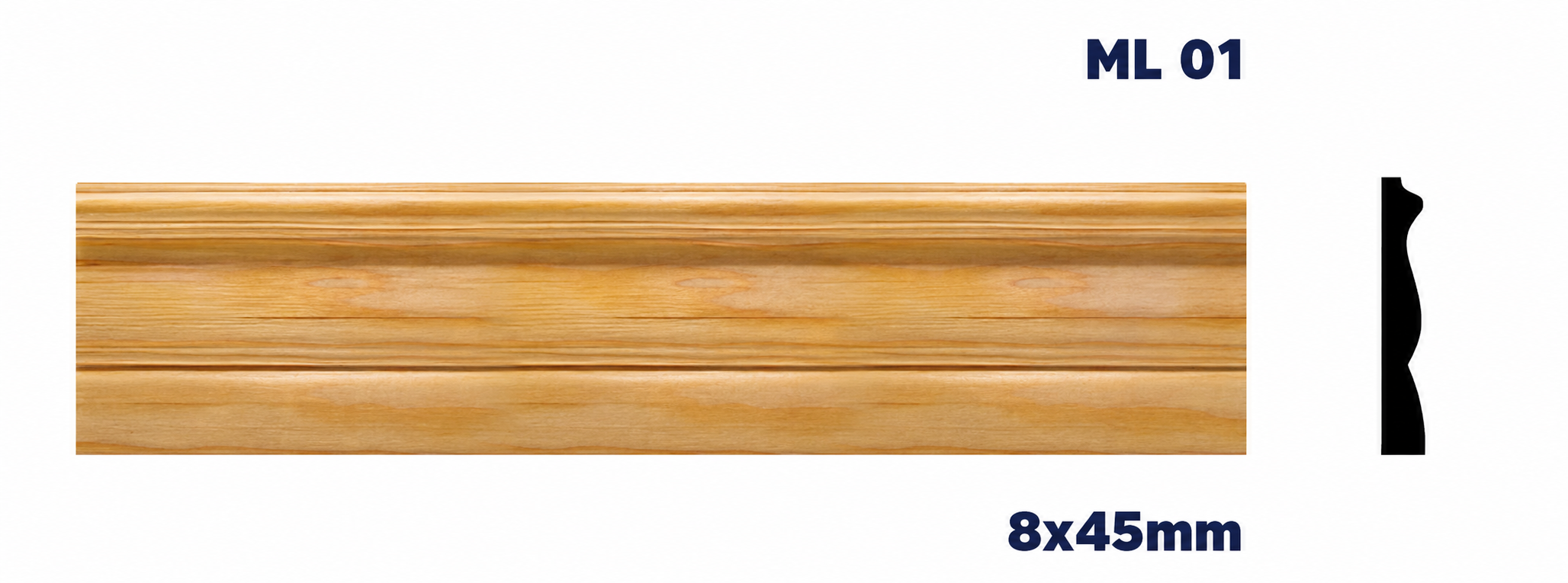 Moldura de madera lisa para mueble ML-01 – Kit de 2 Piezas (2.5 m Totales)
