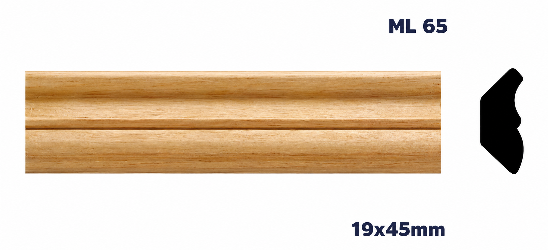 Moldura de madera lisa para mueble ML-65 – Kit de 2 Piezas (2.5 m Totales)