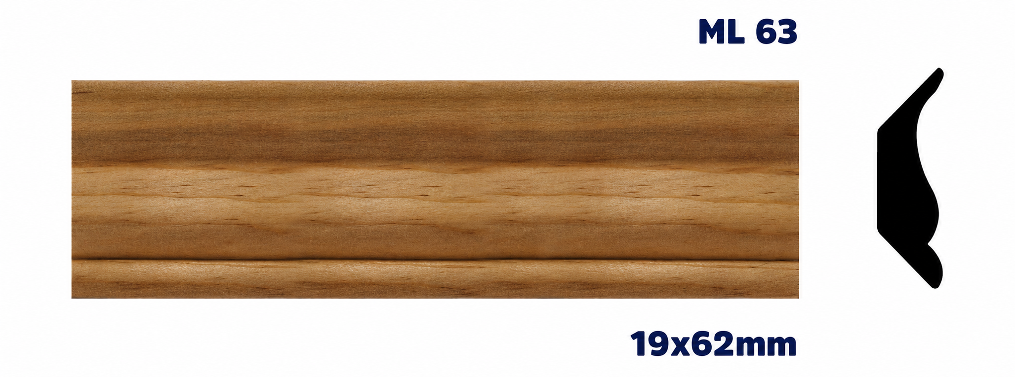 Moldura de madera lisa para mueble ML-63 – Kit de 2 Piezas (2.5 m Totales)