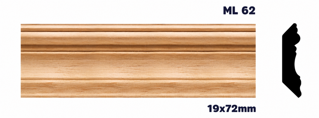 Moldura de madera lisa para mueble ML-62 – Kit de 4 Piezas TIPO CORNISA