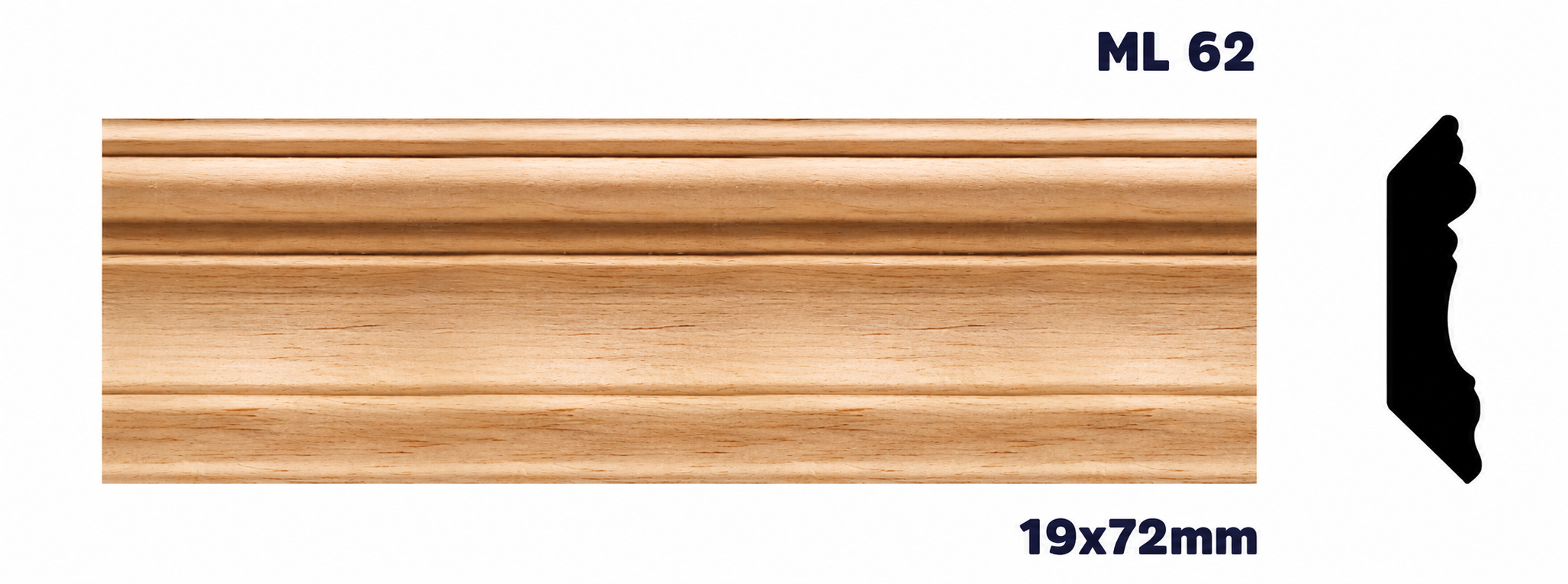 Moldura de madera lisa para mueble ML-62 – Kit de 2 Piezas (2.5 m Totales)
