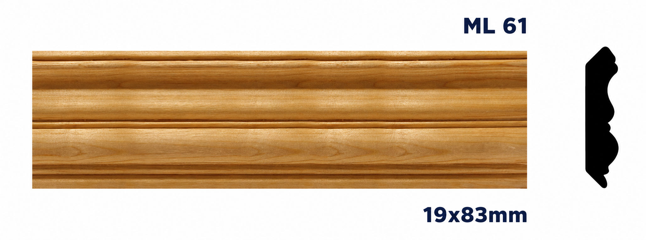 Moldura de madera lisa para mueble ML-61 – Kit de 2 Piezas (2.5 m Totales)