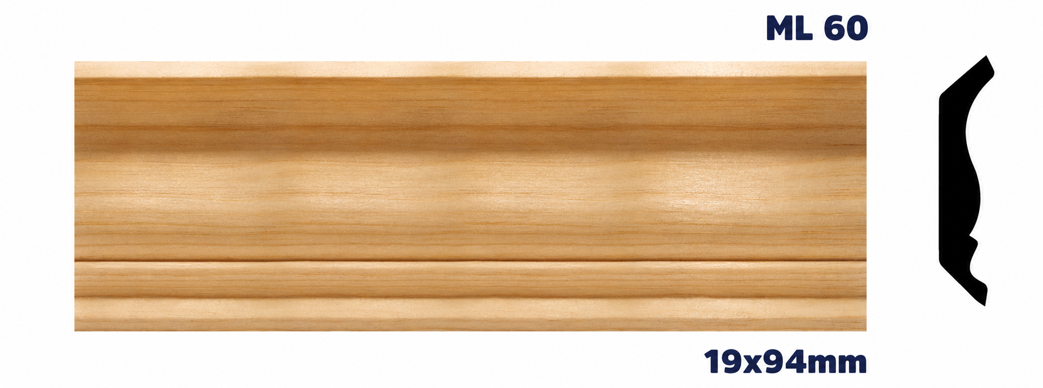 Moldura de madera lisa para mueble ML-60 – Kit de 2 Piezas (2.5 m Totales)