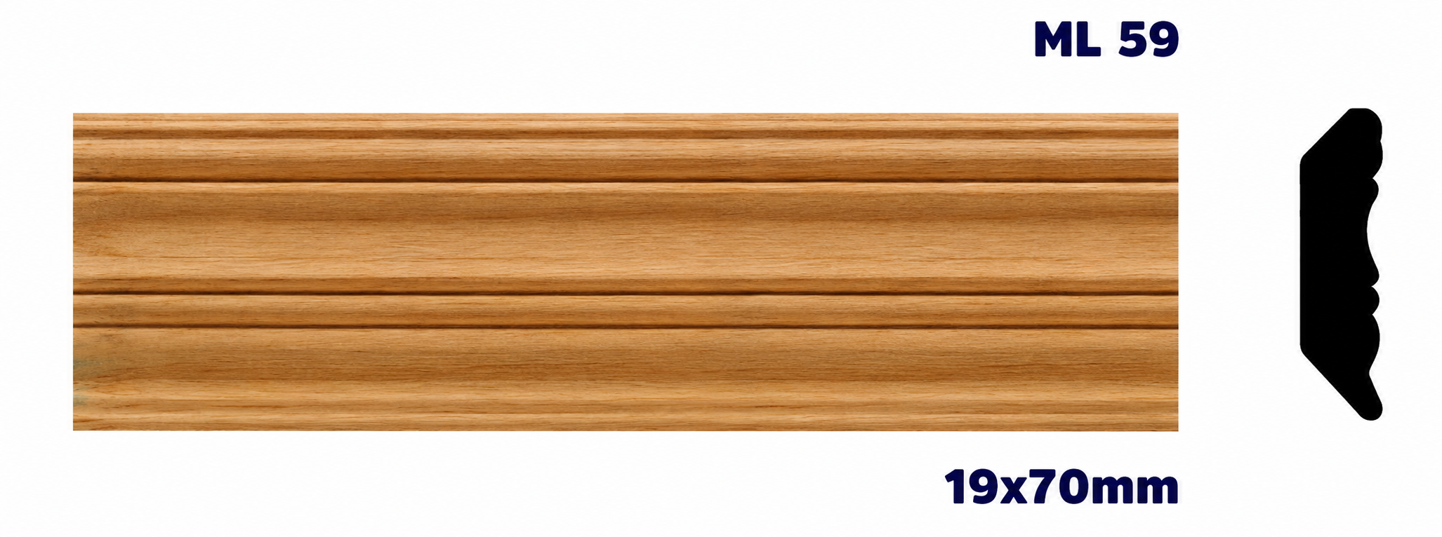Moldura de madera lisa para mueble ML-59 – Kit de 2 Piezas (2.5 m Totales)
