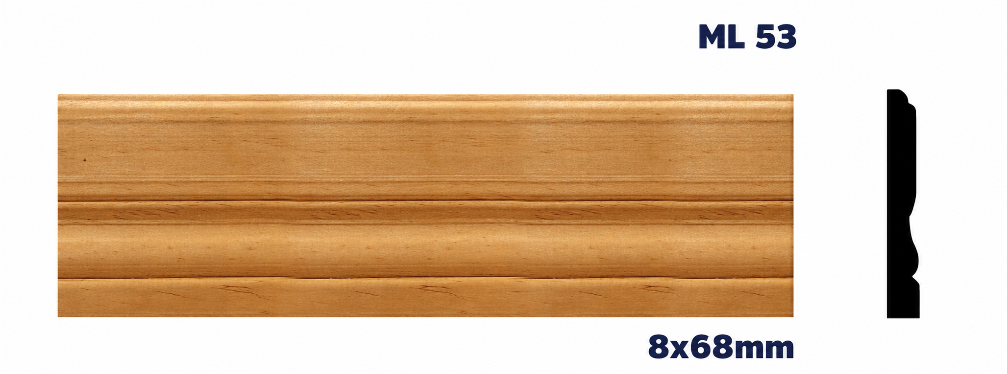 Moldura de madera lisa para mueble ML-53 – Kit de 2 Piezas (2.5 m Totales)
