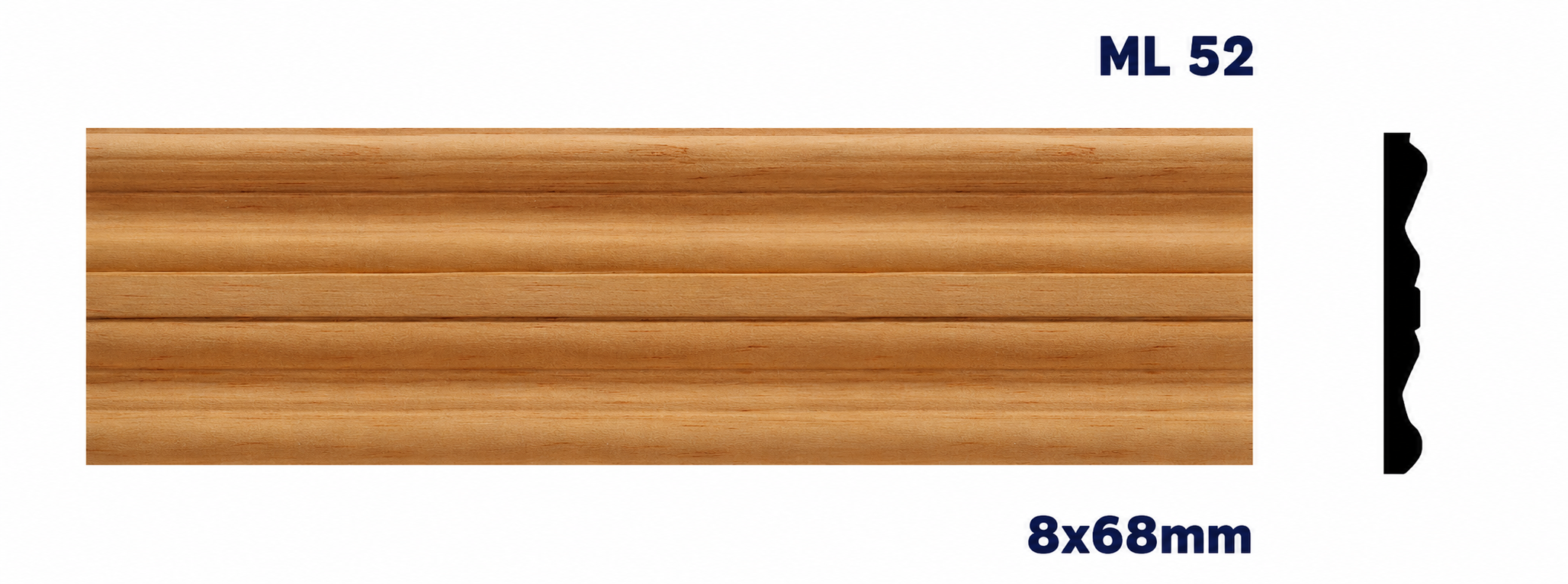 Moldura de madera lisa para mueble ML-52 – Kit de 2 Piezas (2.5 m Totales)