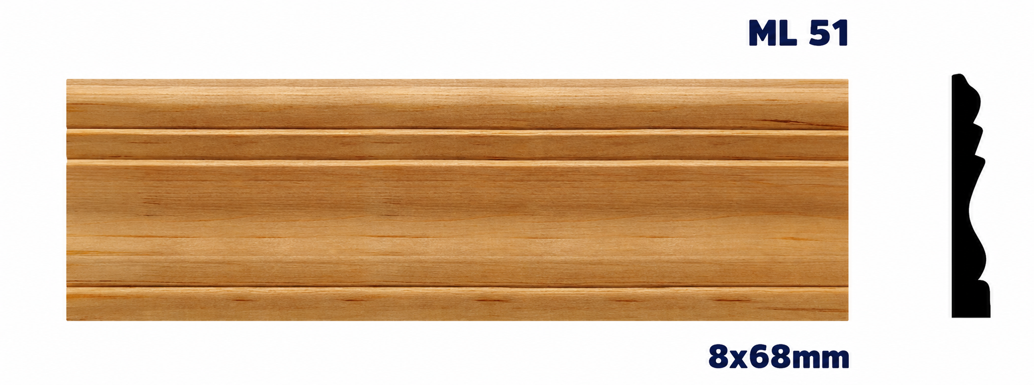Moldura de madera lisa para mueble ML-51 – Kit de 2 Piezas (2.5 m Totales)