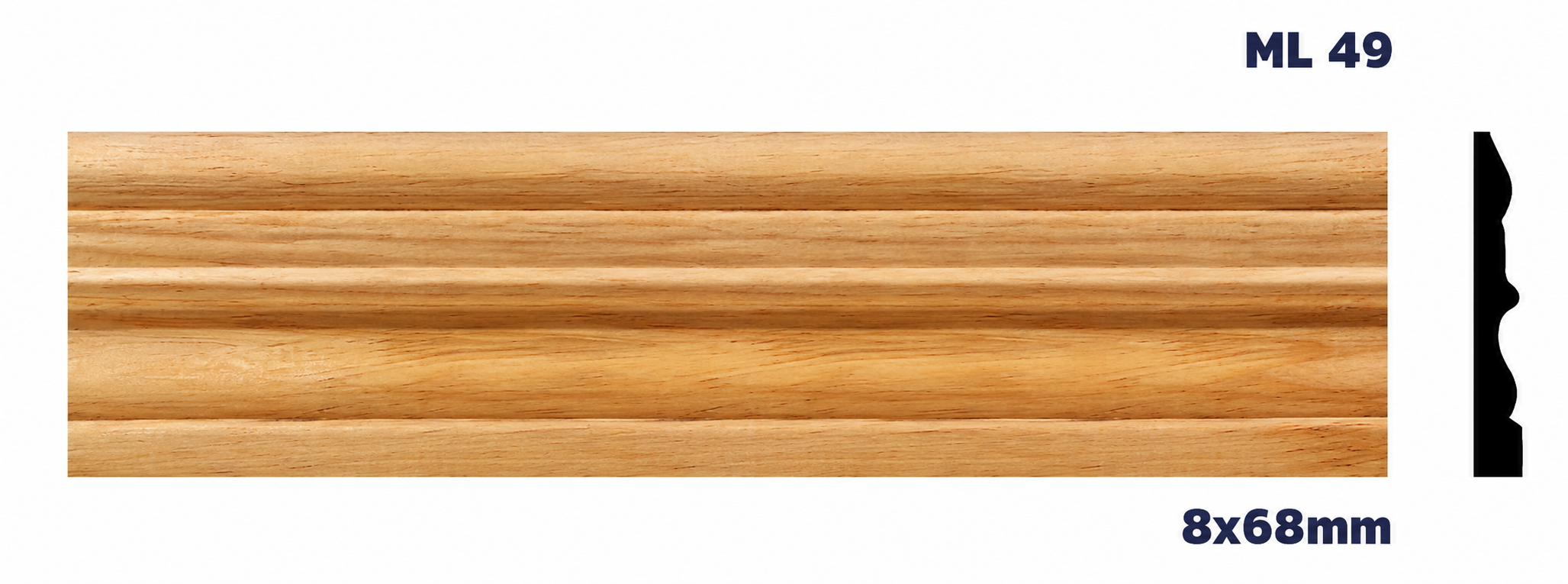 Moldura de madera lisa para mueble ML-49 – Kit de 2 Piezas (2.5 m Totales)