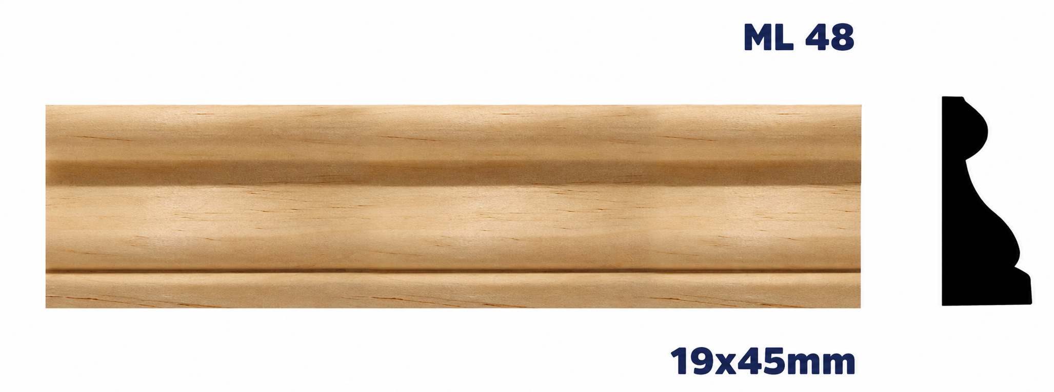 Moldura de madera lisa para mueble ML-48 – Kit de 2 Piezas (2.5 m Totales)