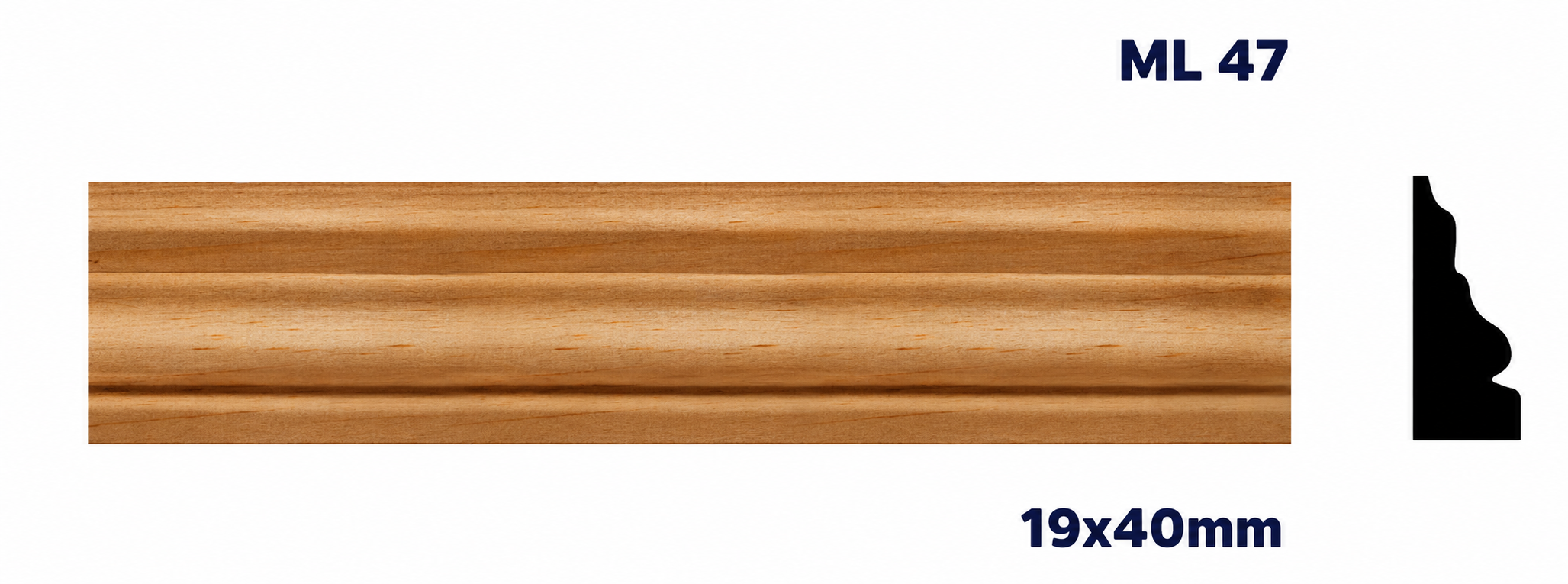 Moldura de madera lisa para mueble ML-47 – Kit de 2 Piezas (2.5 m Totales)