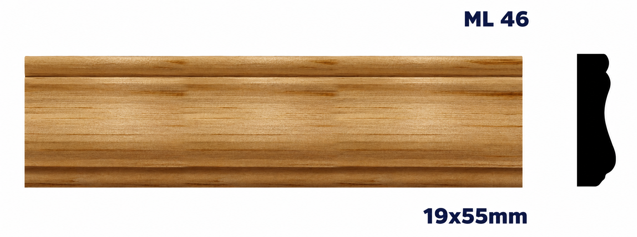 Moldura de madera lisa para mueble ML-46 – Kit de 2 Piezas (2.5 m Totales)