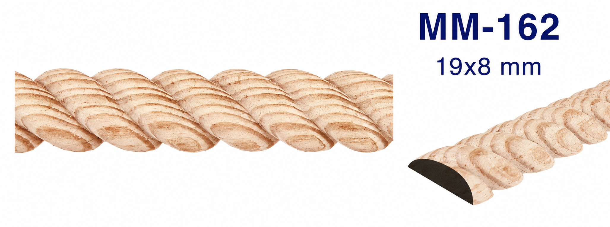 Moldura tipo media caña de madera grabada para mueble MM-162 – Kit de 2 piezas