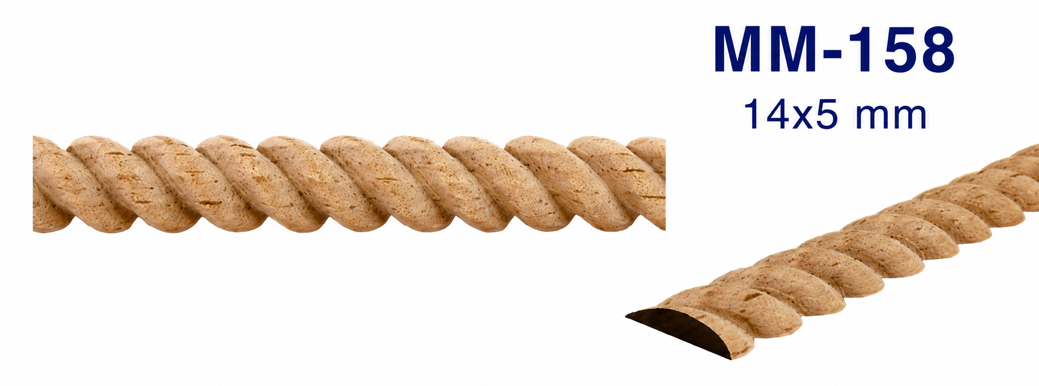 Moldura tipo media caña de madera grabada para mueble MM-158 – Kit de 2 piezas