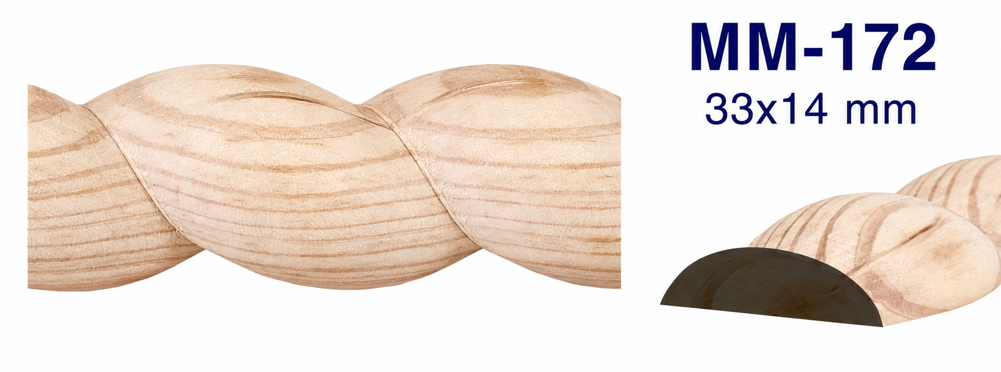 Moldura de madera tipo media caña grabada para mueble MM-172 – Kit de 2 Piezas