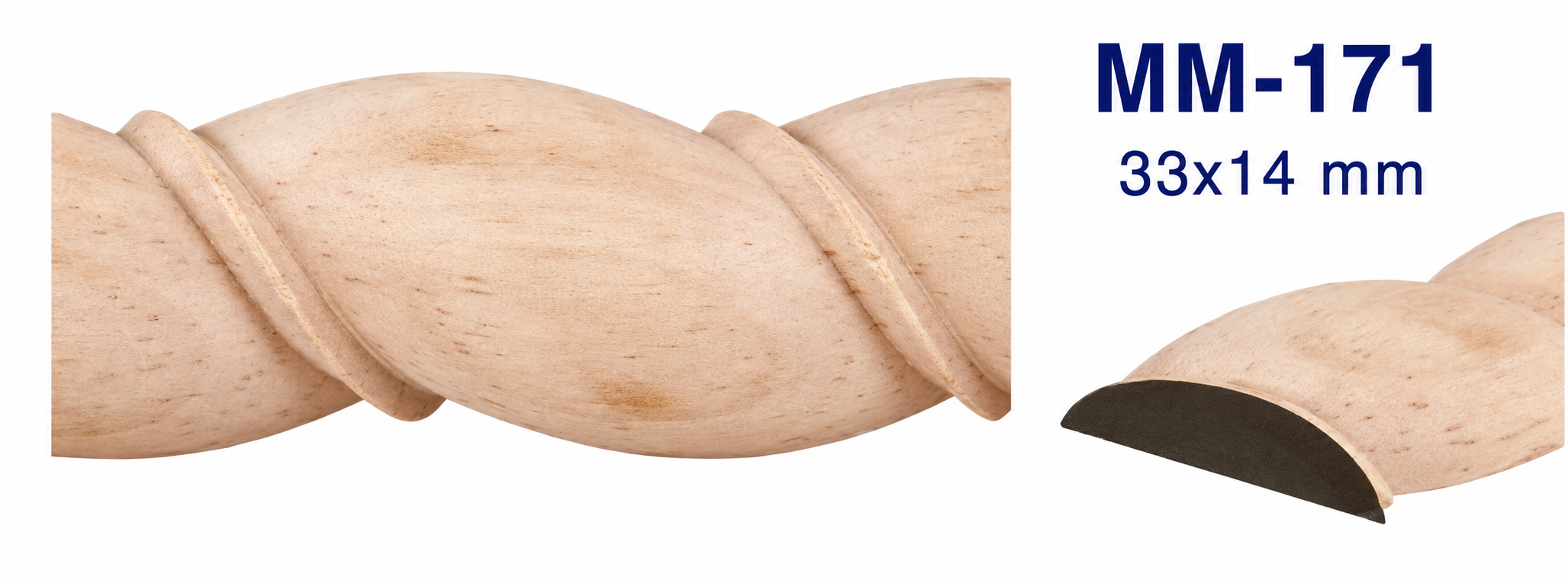 Moldura de madera tipo media caña grabada para mueble MM-171 – Kit de 2 Piezas