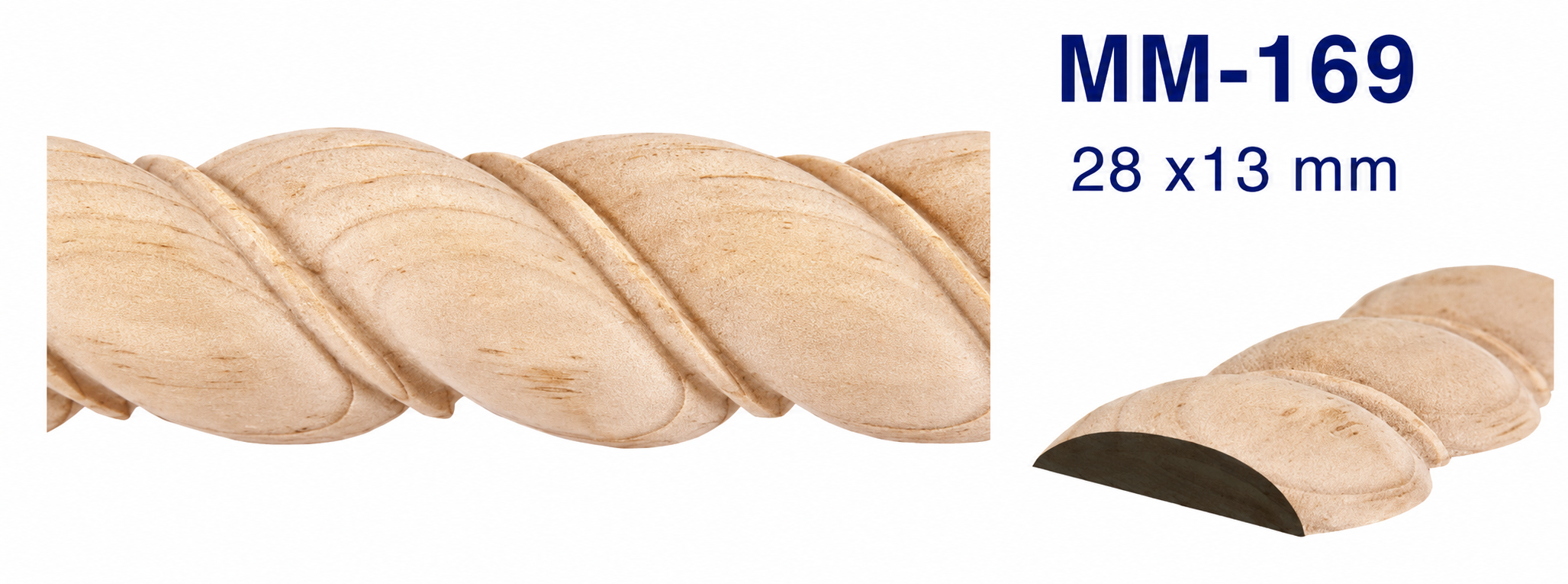 Moldura de madera tipo media caña grabada para mueble MM-169 – Kit de 2 Piezas