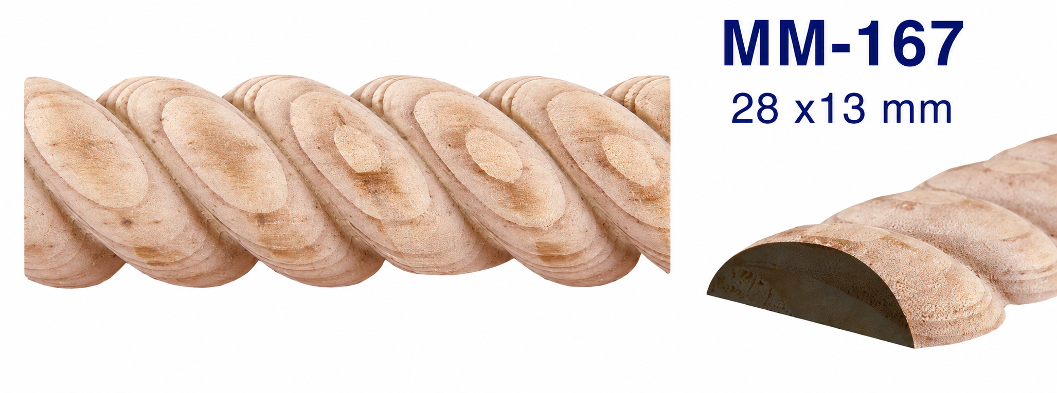 Moldura de madera grabada para mueble tipo media caña MM-167 – Kit de 2 piezas