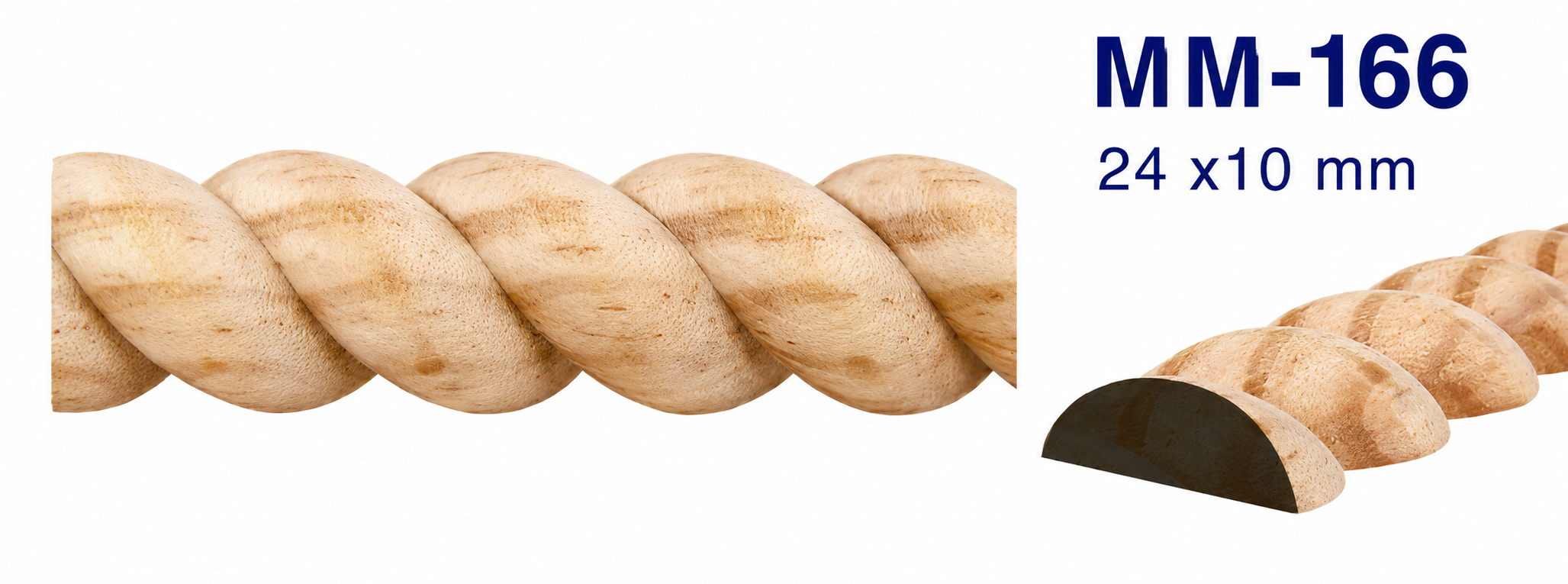 Moldura de madera grabada para mueble tipo media caña MM-166 – Kit de 2 piezas