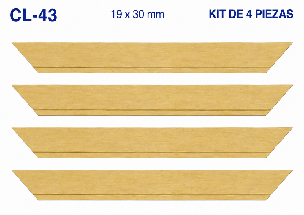 Moldura de madera lisa para marco CL43 – Kit de 4 piezas