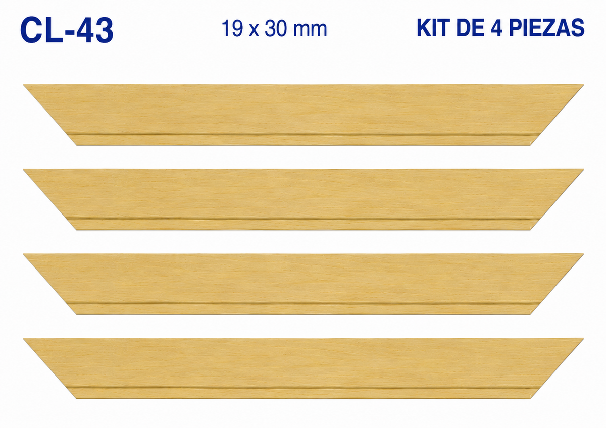 Moldura de madera lisa para marco CL43 – Kit de 4 piezas