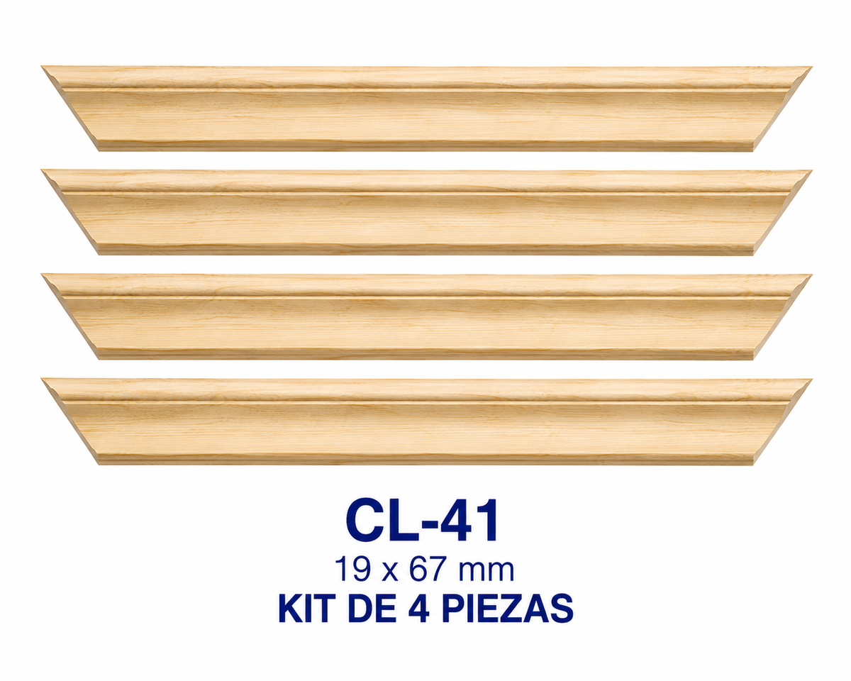 Moldura de madera lisa para marco CL41 – Kit de 4 piezas