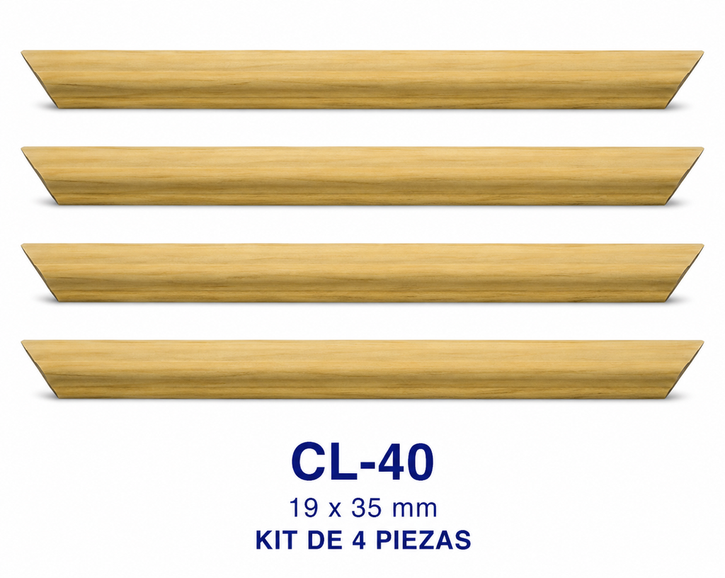 Moldura de madera lisa para marco CL40 – Kit de 4 piezas