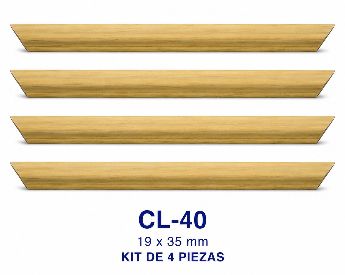 Moldura de madera lisa para marco CL40 – Kit de 4 piezas