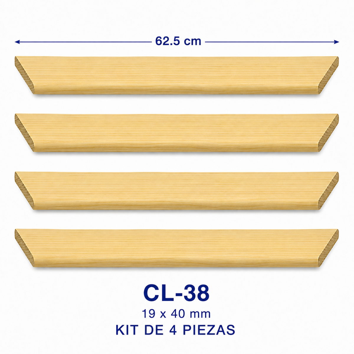 Moldura de madera lisa para marco CL38 – Kit de 4 piezas