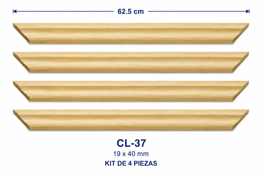 Moldura de madera lisa para marco CL37 – Kit de 4 piezas