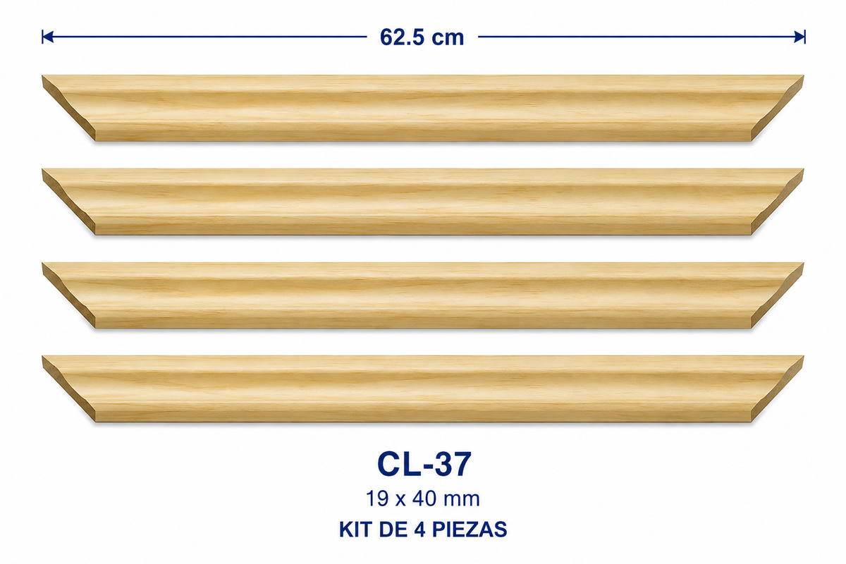 Moldura de madera lisa para marco CL37 – Kit de 4 piezas