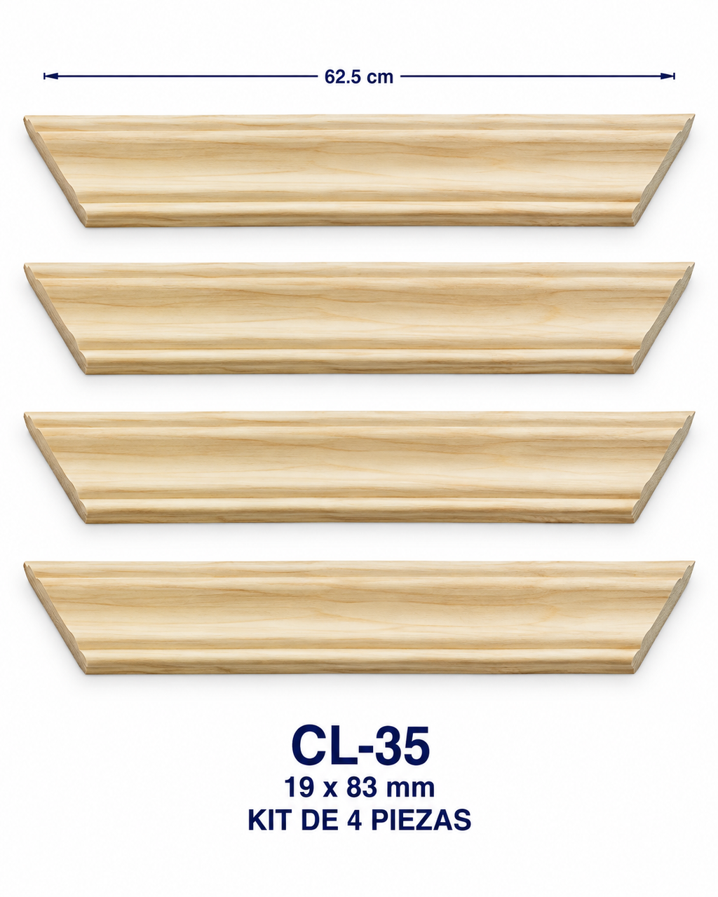 Moldura de madera lisa para marco CL35 – Kit de 4 piezas