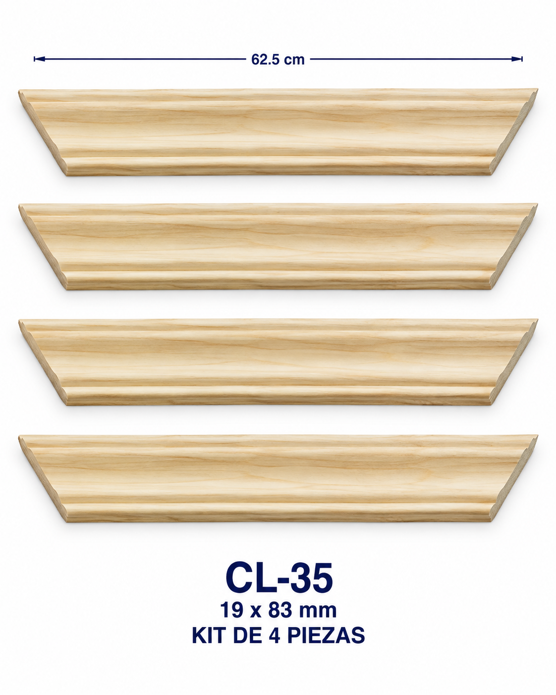 Moldura de madera lisa para marco CL35 – Kit de 4 piezas