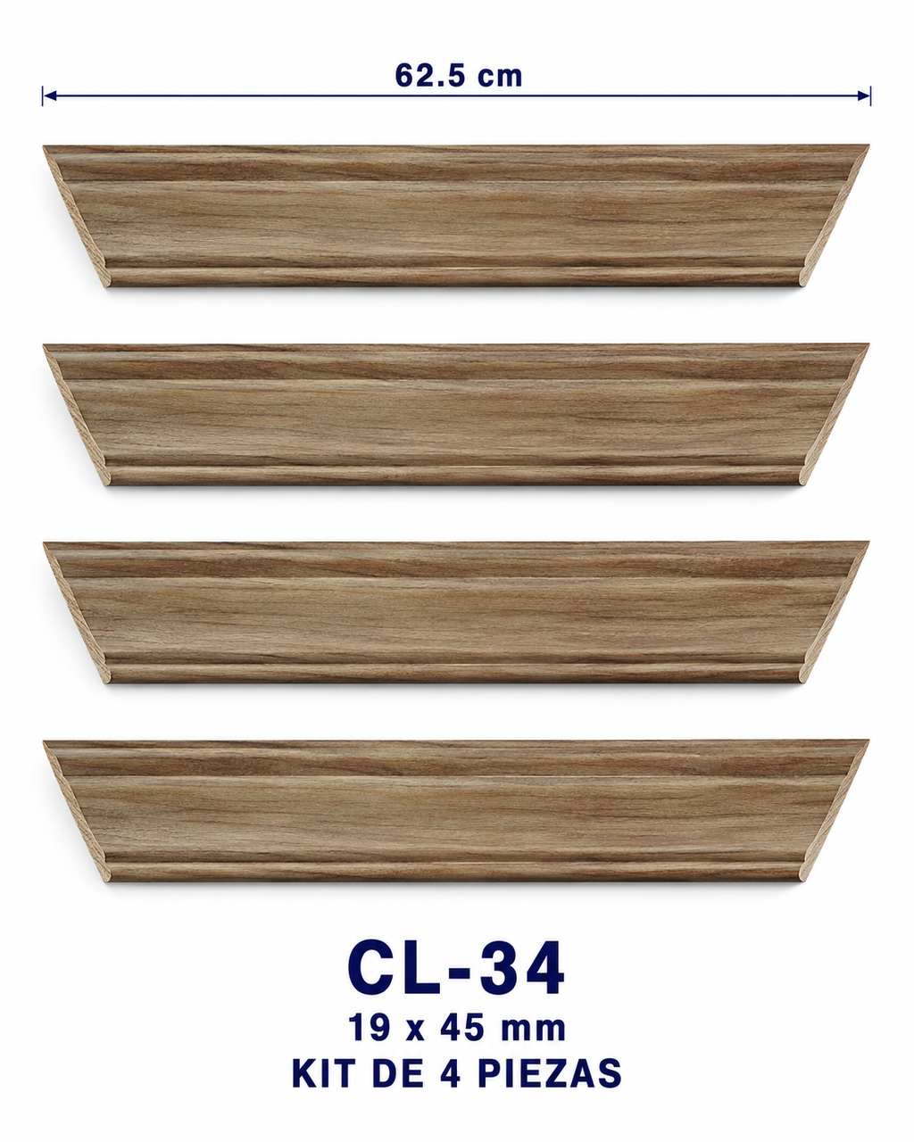 Moldura de madera lisa para marco CL34 – Kit de 4 piezas