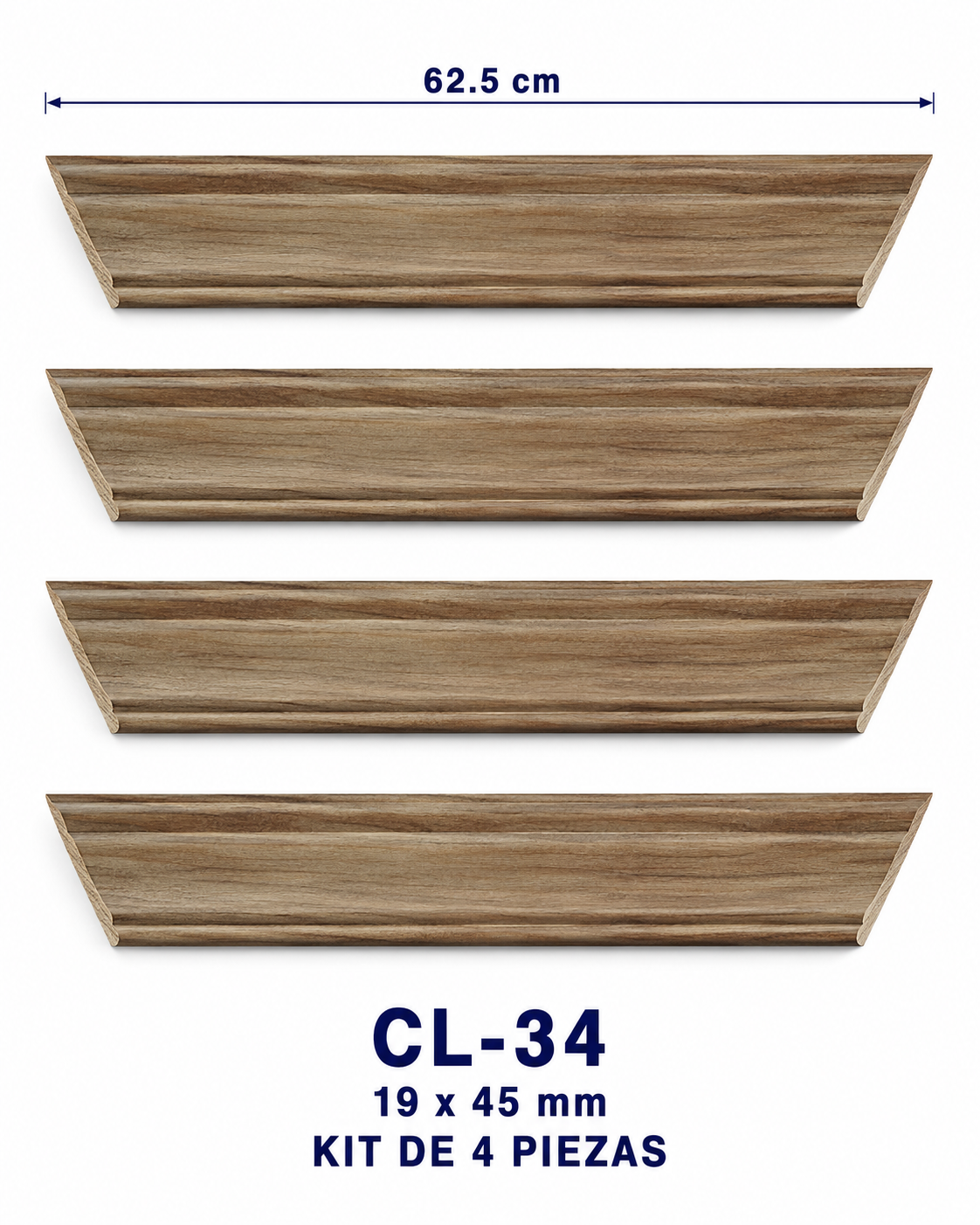 Moldura de madera lisa para marco CL34 – Kit de 4 piezas
