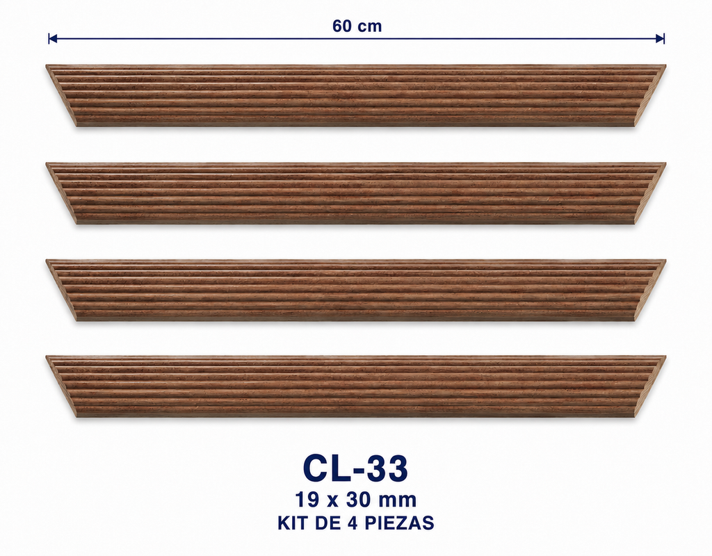 Moldura de madera lisa para marco CL33 – Kit de 4 piezas