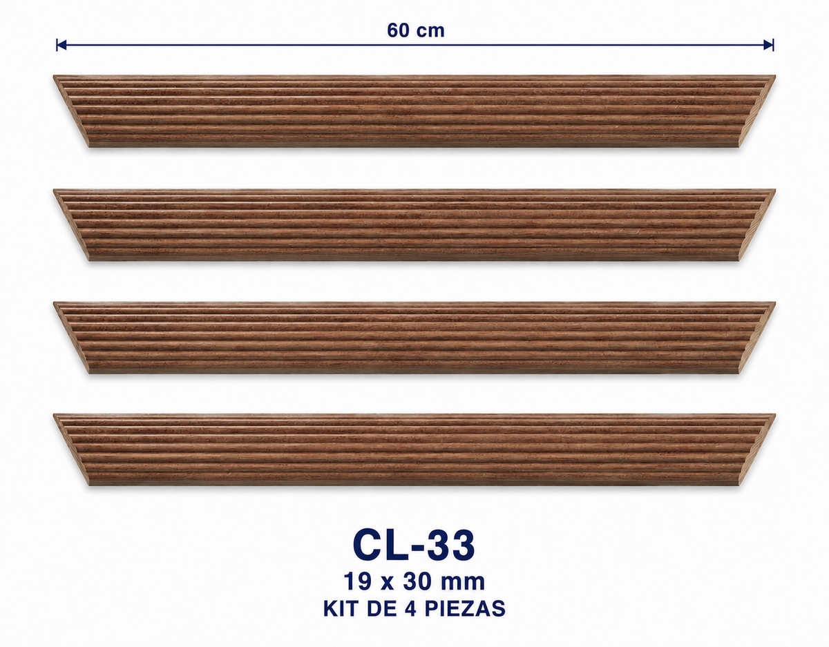 Moldura de madera lisa para marco CL33 – Kit de 4 piezas