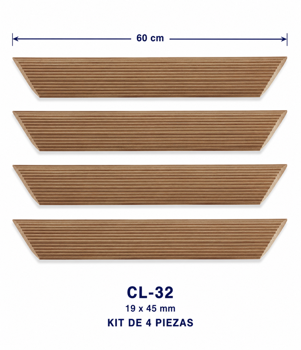 Moldura de madera lisa para marco CL32 – Kit de 4 piezas