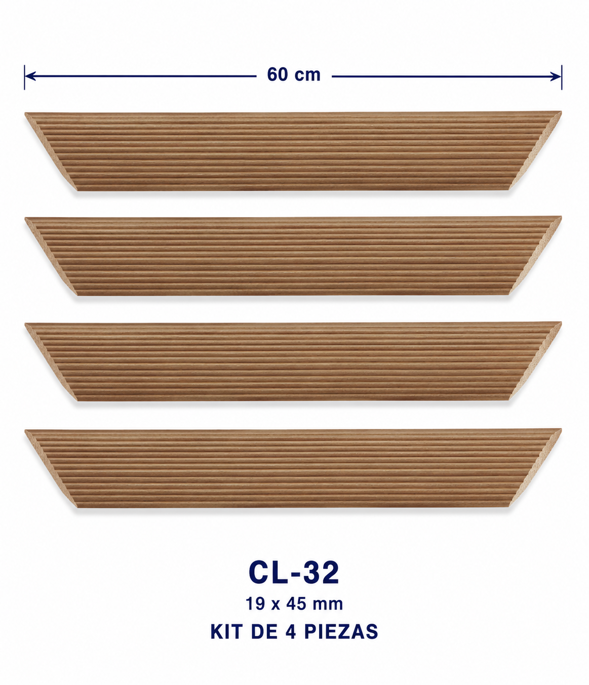 Moldura de madera lisa para marco CL32 – Kit de 4 piezas