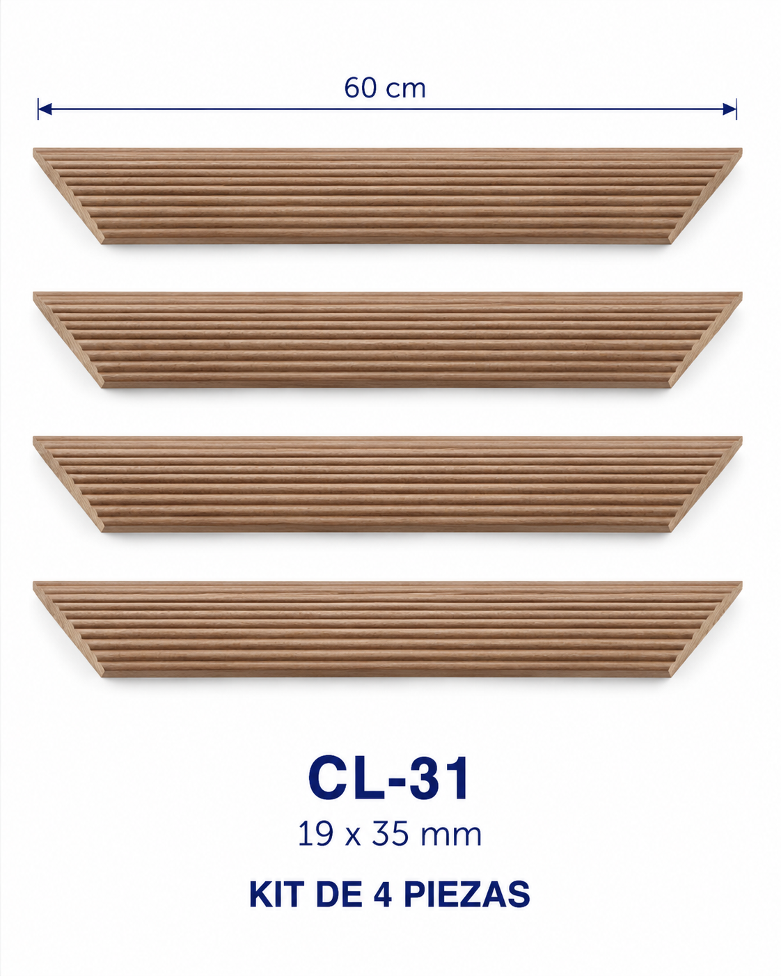 Moldura de madera lisa para marco CL31 – Kit de 4 piezas