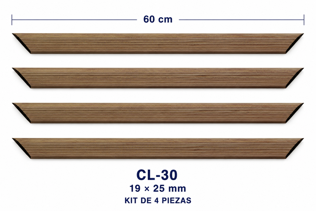 Moldura de madera lisa para marco CL30 – Kit de 4 piezas