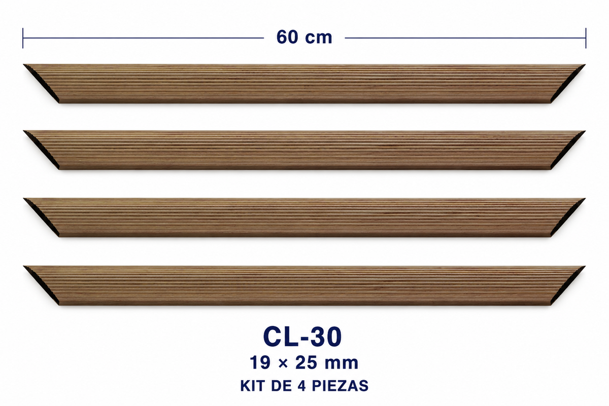 Moldura de madera lisa para marco CL30 – Kit de 4 piezas