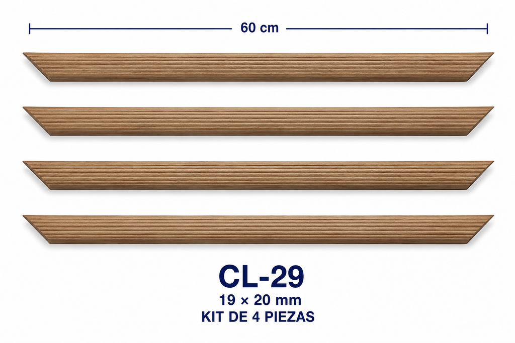 Moldura de madera lisa para marco CL29 – Kit de 4 piezas