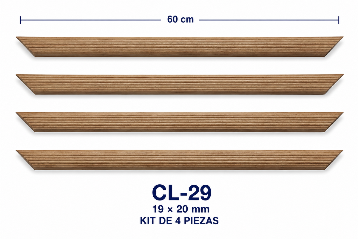 Moldura de madera lisa para marco CL29 – Kit de 4 piezas