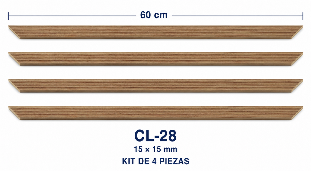 Moldura de madera lisa para marco CL28 – Kit de 4 piezas