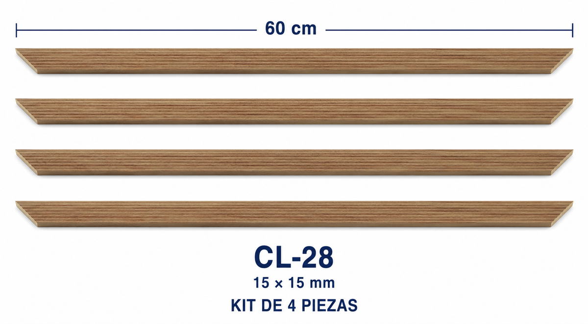 Moldura de madera lisa para marco CL28 – Kit de 4 piezas