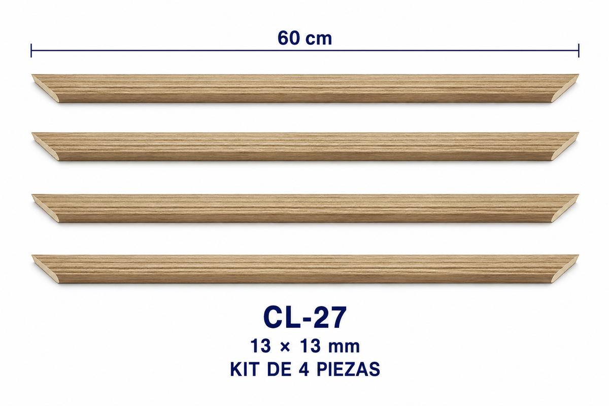 Moldura de madera lisa para marco CL27 – Kit de 4 piezas
